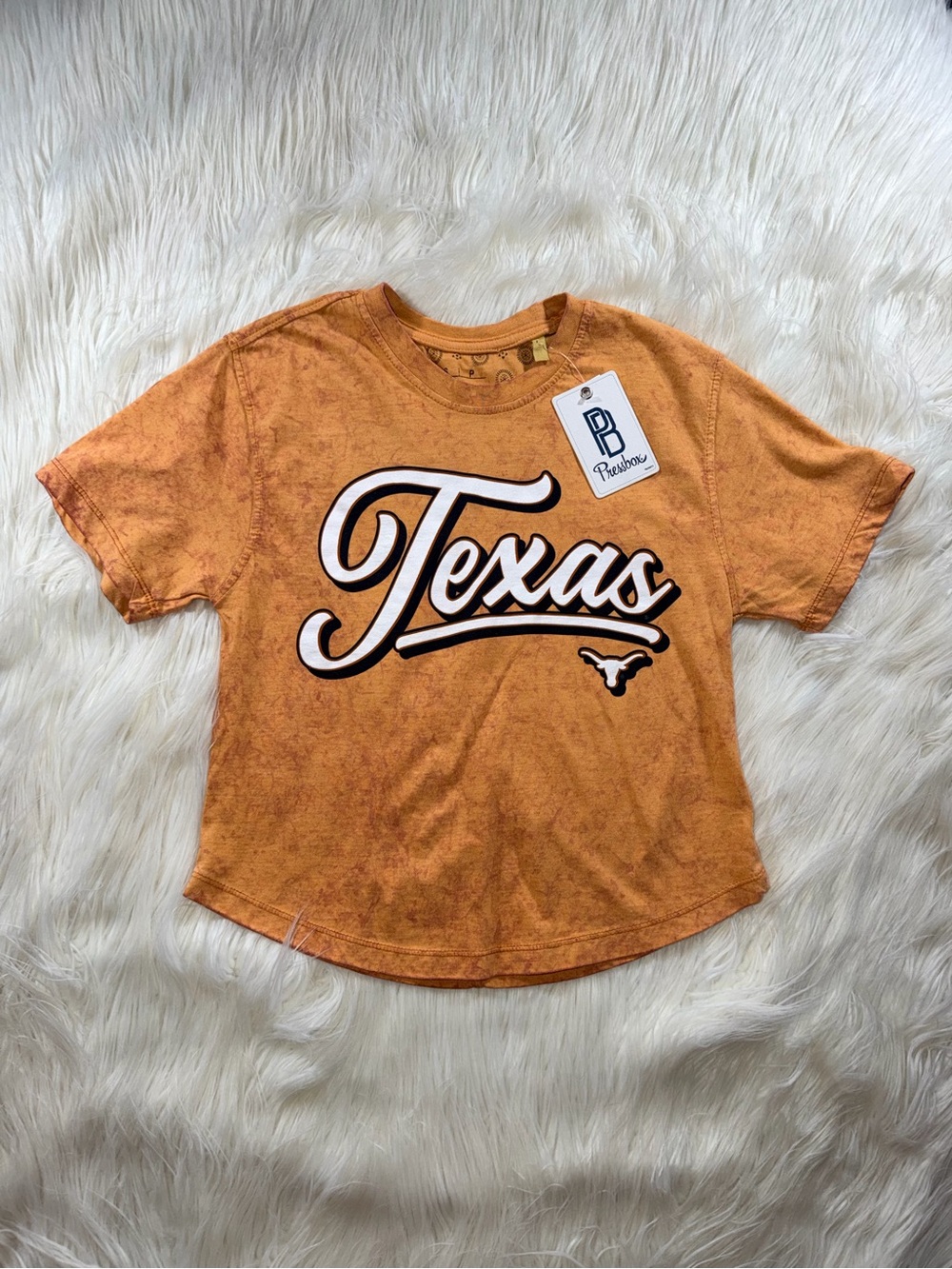 Pressbox by Royce Apparel Texas Longhorns Vintage Wash Waist Length Tee
